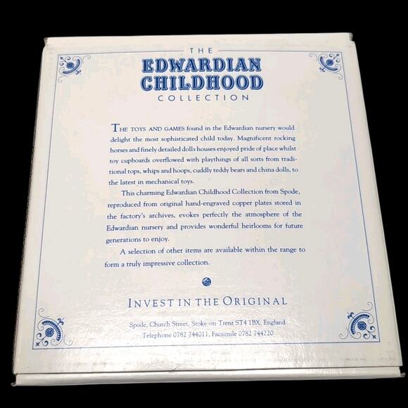 VTG Spode Edwardian Child Collection Cereal Bowl White/Blue England Original Box - Picture 2 of 8